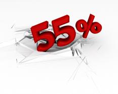 3d crack effect with red fifty five percent stock photo