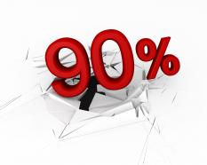 3d crack effect with red ninety percent stock photo