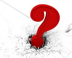 3d crack effect with red question mark stock photo