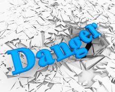 3d crack effect with word danger stock photo