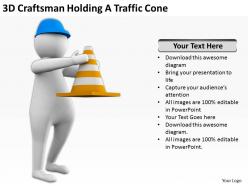 3d craftsman holding a traffic cone ppt graphics icons powerpoint