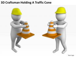 3d craftsman holding a traffic cone ppt graphics icons powerpoint