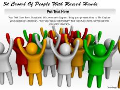 3d crowd of people with raised hands ppt graphics icons powerpoint