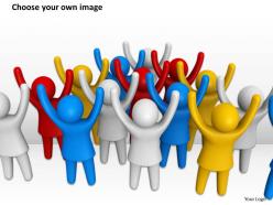 3d crowd of people with raised hands ppt graphics icons powerpoint