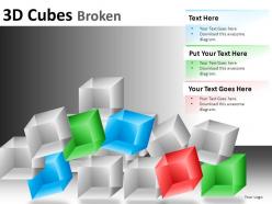 3d cubes broken 1 powerpoint presentation slides db