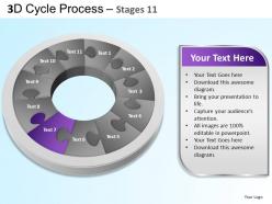 3d cycle process flowchart stages 11 style 3 ppt templates 0412