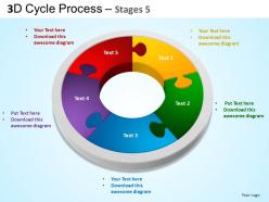3d cycle process flowchart stages 5 style 3 ppt templates 0412