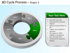 3d cycle process flowchart stages 5 style 3 ppt templates 0412