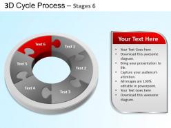 3d cycle process flowchart stages 6 style 3 ppt templates 0412