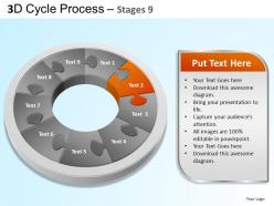 3d cycle process flowchart stages 9 style 3 ppt templates 0412