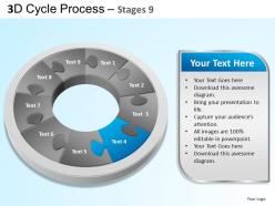3d cycle process flowchart stages 9 style 3 ppt templates 0412