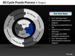 3d cycle puzzle process 4 stages powerpoint templates ppt presentation slides 0812