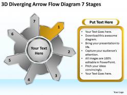 3d diverging arrow flow diagram 7 stages arrows process software powerpoint slides