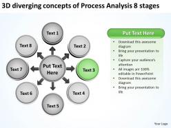 3d diverging concepts of process analysis 8 stages cycle flow network powerpoint slides