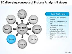 3d diverging concepts of process analysis 8 stages cycle flow network powerpoint slides