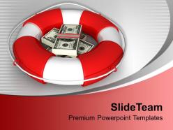 3d dollars in lifebuoy powerpoint templates ppt themes and graphics 0113