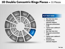 3d double concentric rings pieces 11 pieces powerpoint templates