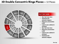 3d double concentric rings pieces 12 pieces powerpoint templates
