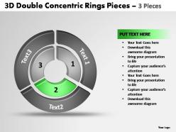 3d double concentric rings pieces 3 pieces powerpoint templates