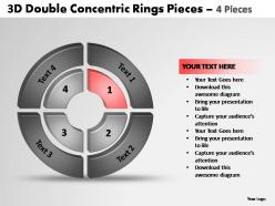 3d double concentric rings pieces 4 pieces powerpoint templates