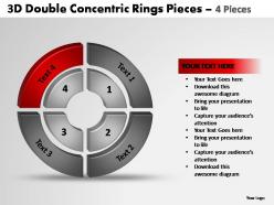 3d double concentric rings pieces 4 pieces powerpoint templates