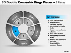 3d double concentric rings pieces 5 pieces powerpoint templates
