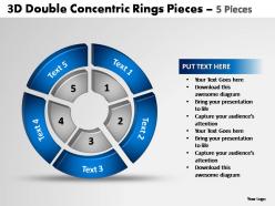 3d double concentric rings pieces 5 pieces powerpoint templates
