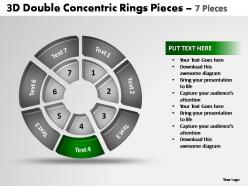 3d double concentric rings pieces 7 pieces powerpoint templates