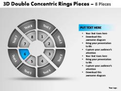 3d double concentric rings pieces 8 pieces powerpoint templates