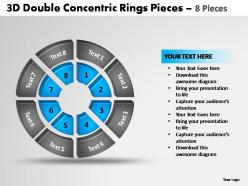 3d double concentric rings pieces 8 pieces powerpoint templates
