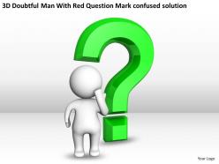3d doubtful man with red question mark confused solution ppt graphic icon