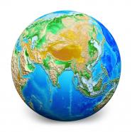 3d earth globe graphic with white background stock photo