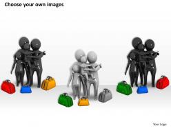 3d family with traveling bags ppt graphics icons powerpoint