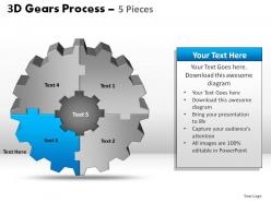 3d gear process 5 pieces powerpoint slides