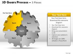 3d gear process 5 pieces powerpoint slides