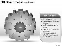 3d gear process 6 pieces style 2 powerpoint slides and ppt templates 0412