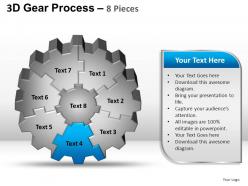 3d gear process 8 pieces style 2 powerpoint slides and ppt templates 0412
