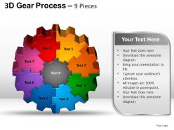 3d gear process 9 pieces style 2 powerpoint slides and ppt templates 0412