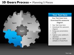 3d gears process planning 5 pieces powerpoint slides and ppt templates db