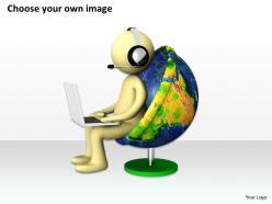3d global manager seated on a world chair ppt graphics icons powerpoint