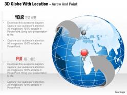 3d globe with location arrow and point ppt presentation slides