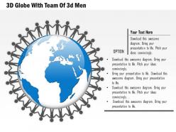 3d globe with team of 3d men ppt presentation slides