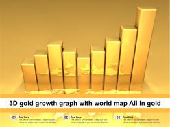 3d gold growth graph with world map all in gold