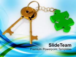 3d golden key with puzzle piece powerpoint templates ppt themes and graphics 0213
