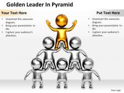 3d golden leader in pyramid ppt graphics icons