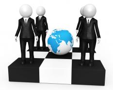 3d graphic for global business meeting stock photo