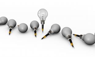 3d graphic of bulbs in series stock photo