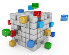 3d graphic of cubes for process flow stock photo