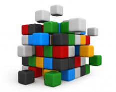 3d graphic of cubes with multicolor stock photo