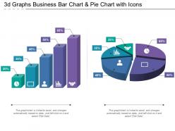 3d graphs business bar chart and pie chart with icons